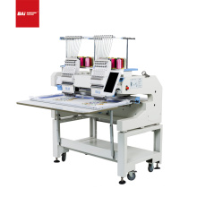 Bai Hot Sale 400 * 500 mm 2 têtes 12 Machine de broderie informatisée à l&#39;aiguille pour chapeau de t-shirt plat